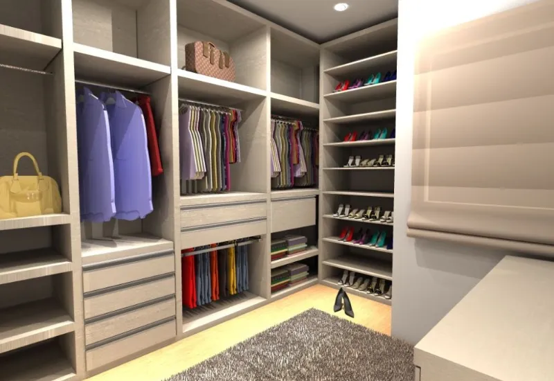 Closet com organização premium