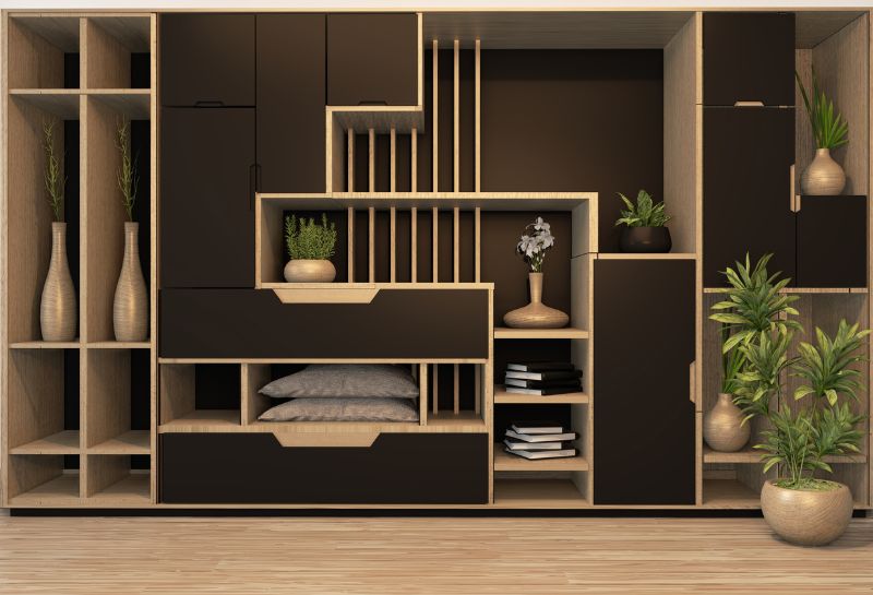 Móveis planejados para o estilo minimalista.