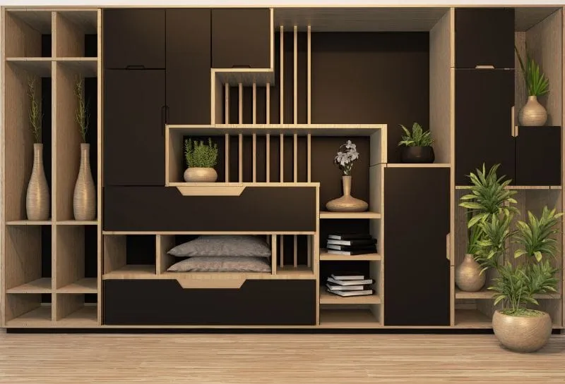 Móveis planejados para o estilo minimalista.