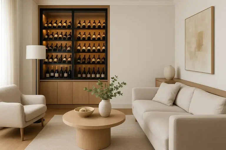 adega integrada na sala de estar