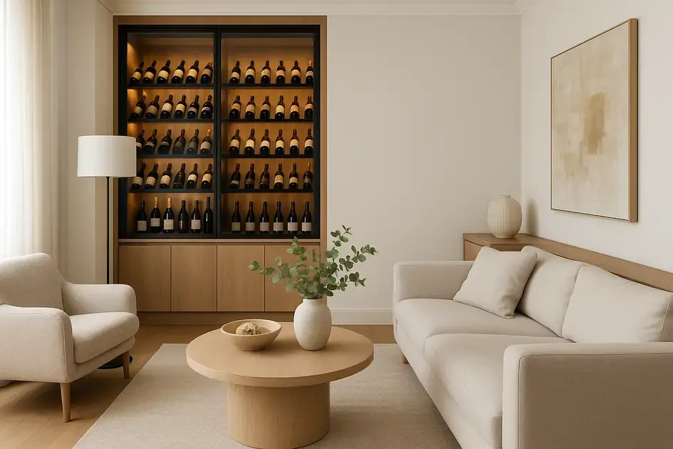adega integrada na sala de estar