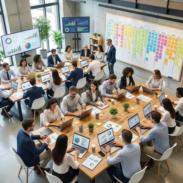 Ambiente corporativo moderno aplicando benefícios de práticas sustentáveis na rotina de trabalho