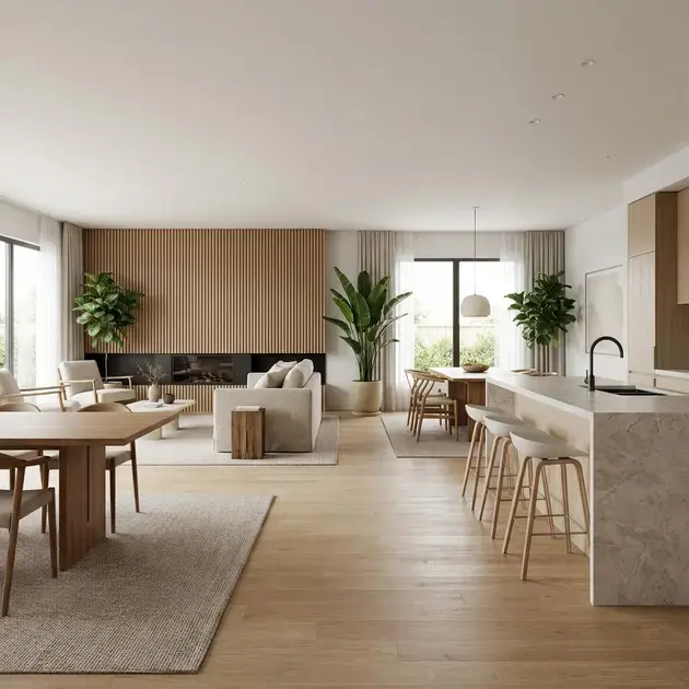 Projeto de ambientes integrados para pequenos espaços com sala e cozinha modernas e bem iluminadas