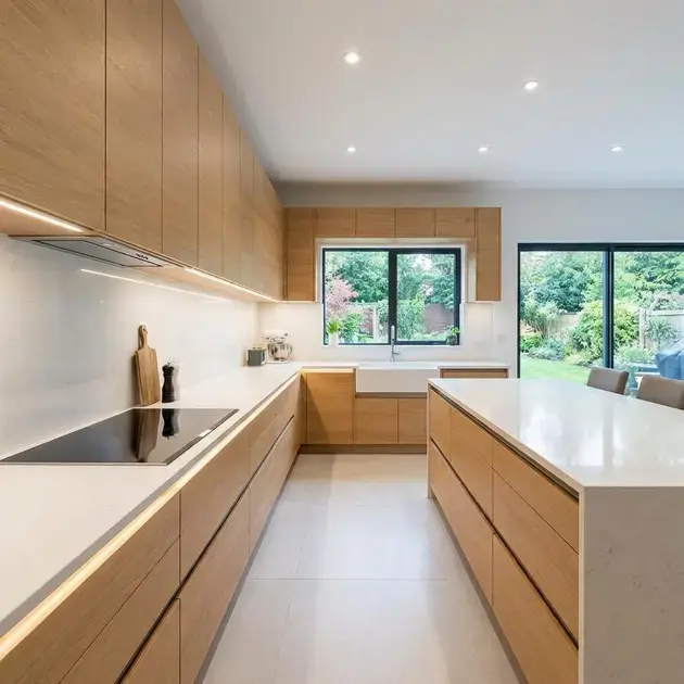 Cozinha moderna com armários planejados sob medida otimizando espaço e organização