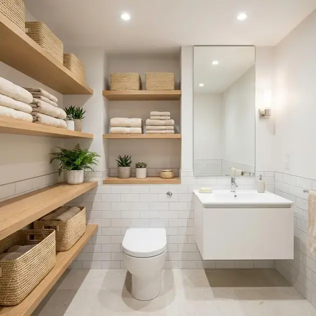 Projeto de banheiros pequenos com estilo, funcionais, claros e bem organizados